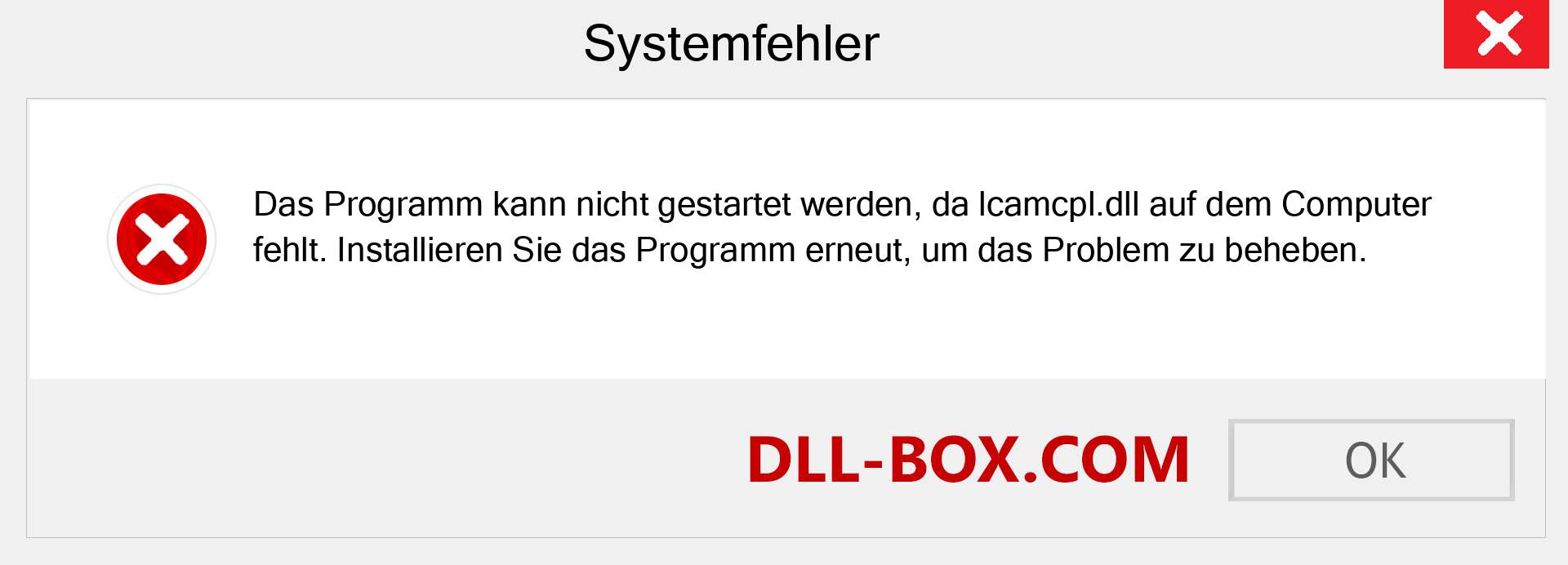 lcamcpl.dll-Datei fehlt?. Download für Windows 7, 8, 10 - Fix lcamcpl dll Missing Error unter Windows, Fotos, Bildern