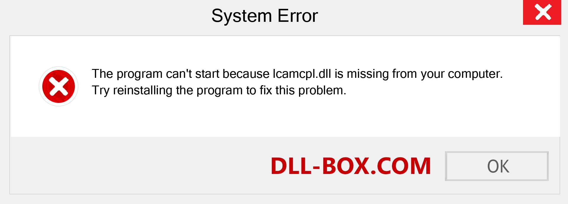  lcamcpl.dll file is missing?. Download for Windows 7, 8, 10 - Fix  lcamcpl dll Missing Error on Windows, photos, images